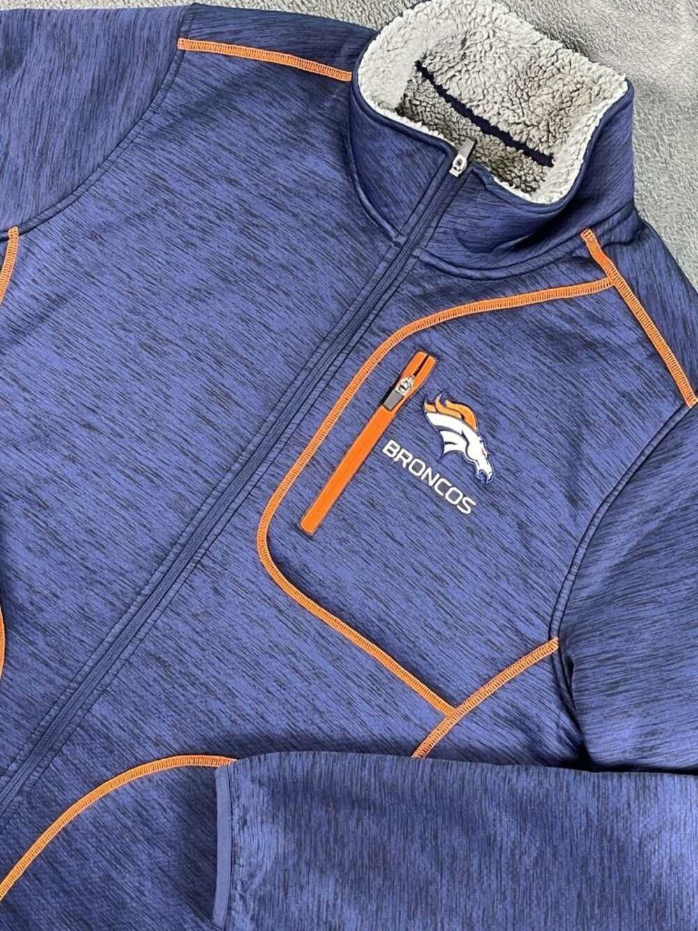 Denver Broncos Jacket NFL Sherpa Lined G-III Apparel Full Zip Men's Size Large